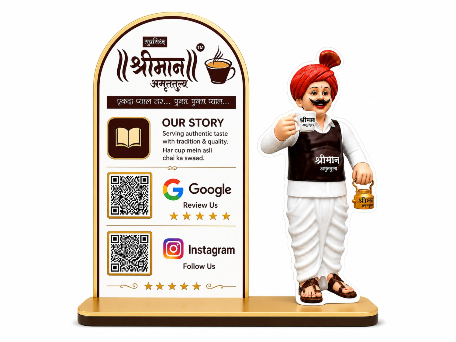 Custom Acrylic 3 QR Standee with Caricature