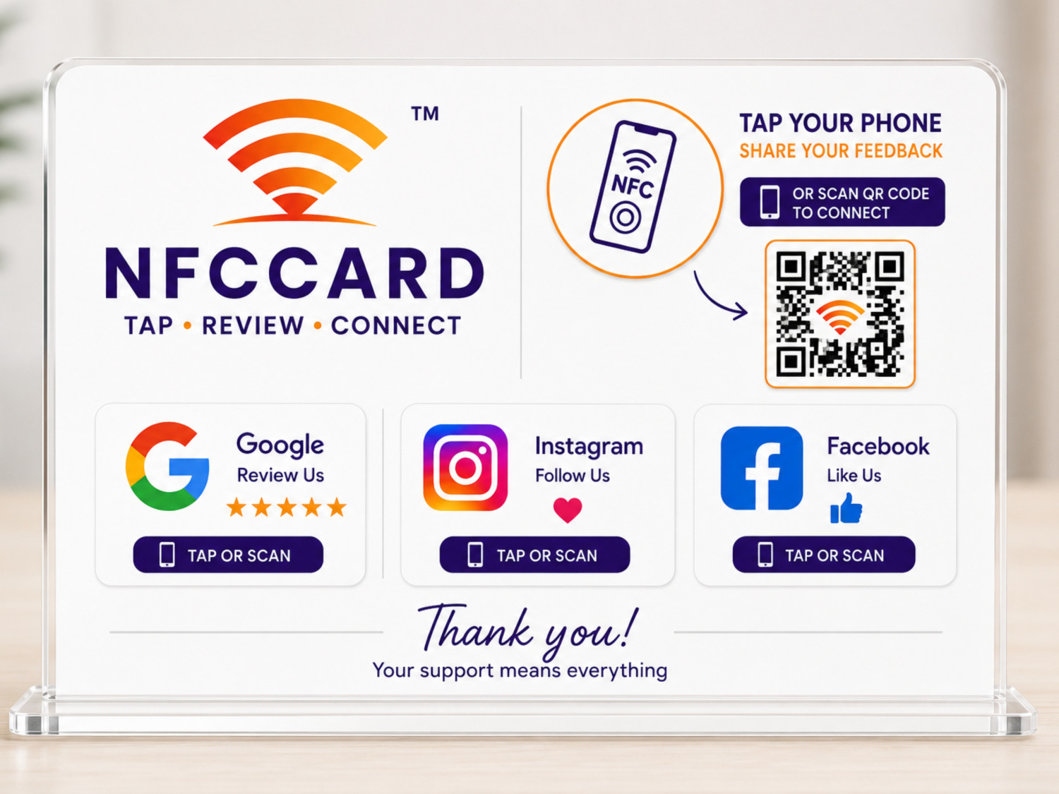 NFC Acrylic Standee - Pack of 3 QR