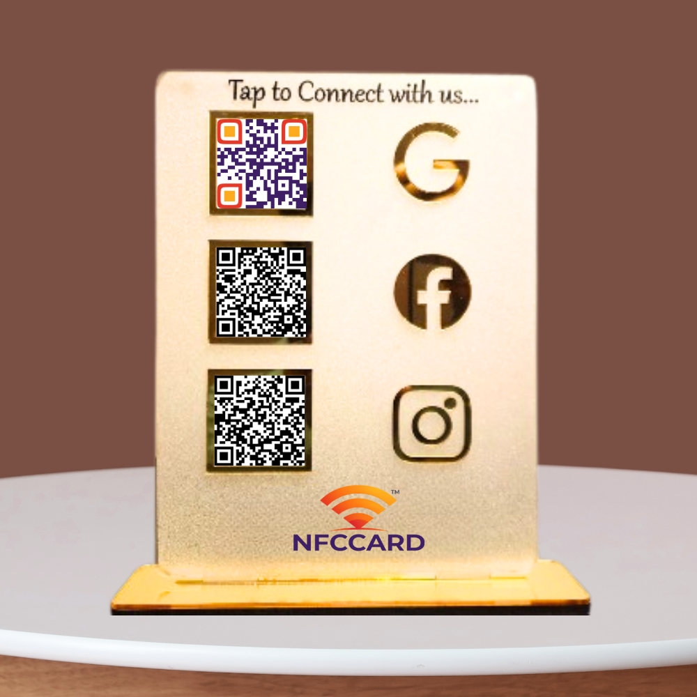 Smart Acrylic QR NFC Standee | Contactless Payment & Google Review Display | Social Media & Business Sharing Stand