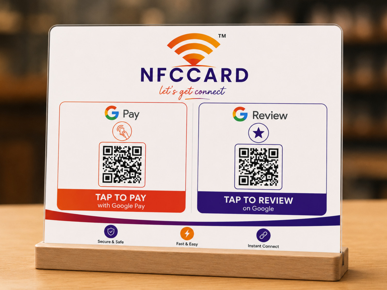 NFC QR Standee | 2-in-1 Digital | Google Pay & Review