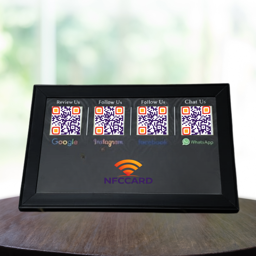 Smart NFC LED QR Social Sign | Tap to Connect Standee | Google, Instagram, Facebook & WhatsApp Display