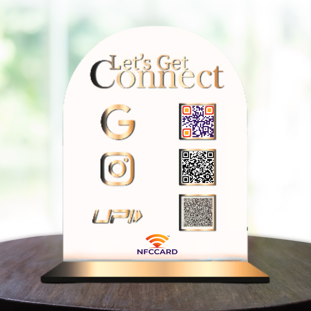 Acrylic QR NFC Standee | 3-in-1 Smart Contactless Sign | Google Review, Social Media & Payment Display