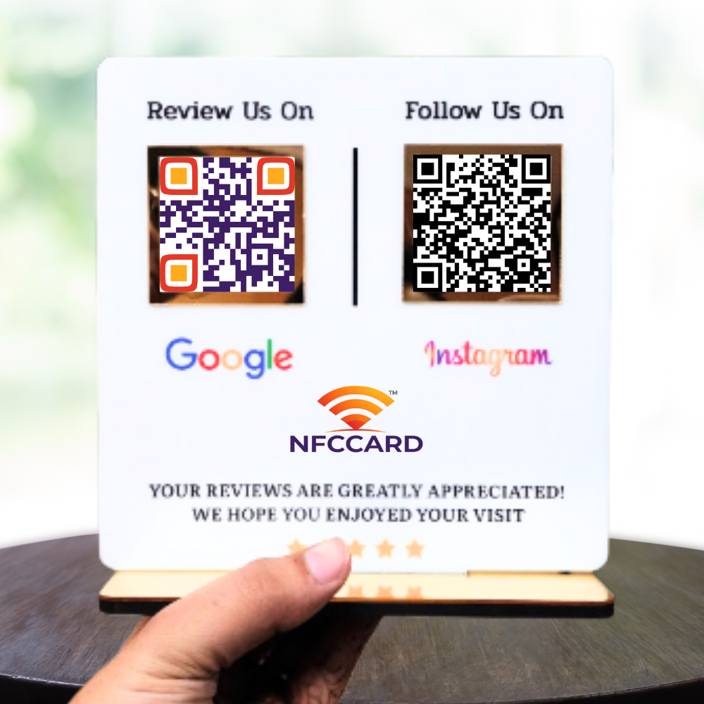 QR NFC Standee | 2-in-1 Digital Business Sign | Social Media, Payment & Logo Display