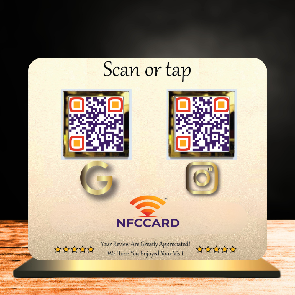 Premium Transparent NFC Multi QR Code Standee for Business | Custom Logo Contactless Digital Display for Social Media, Payments & Reviews
